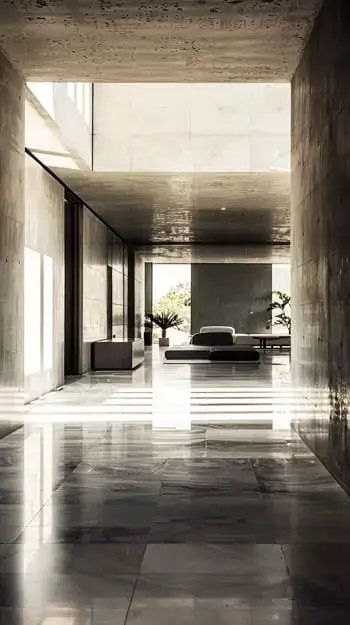 Interior de casa moderna de hormigón