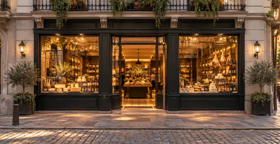 Local comercial alquilado con escaparate de tienda gourmet en Madrid – cómo valorar un local alquilado